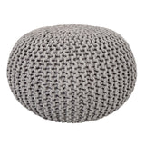 Anna - Pouf - hellgrau - 100 % recycelte Baumwolle - Ø 55 cm x H 37 cm