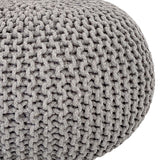 Anna - Pouf - hellgrau - 100 % recycelte Baumwolle - Ø 55 cm x H 37 cm