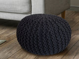 Emma - Pouf - zwart & wit - 100% gerecycled katoen - Ø 55 cm x H 37 cm
