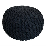 Emma - Pouf - zwart & wit - 100% gerecycled katoen - Ø 55 cm x H 37 cm