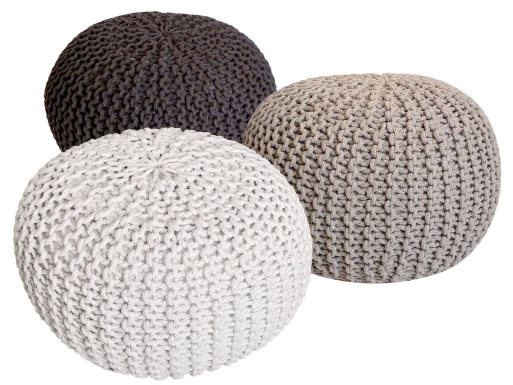 Michael - Ensemble pouf 3 pièces - Maille épaisse - Ø 55 cm