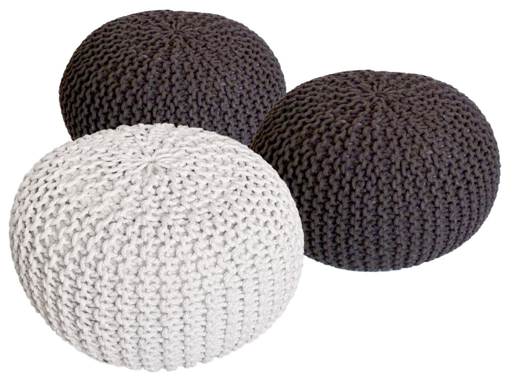 Elin – Pouf-Set – grüne Schleife – 100 % recycelte Baumwolle – Ø 55 cm