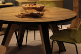 Table à manger ronde Milano - ø140x76 - Naturel/noir - Bois d'acacia/métal