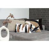 David - coussin - marron/noir/blanc - polyester et coton - 30x50 cm