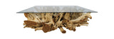 Table basse - 130x80x44 - Naturel/Blanchi - Racine de teck/verre