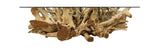 Table basse - 130x80x44 - Naturel/Blanchi - Racine de teck/verre