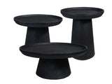 Table basse Drum - 75x75x32 - Noir mat - Bois de manguier