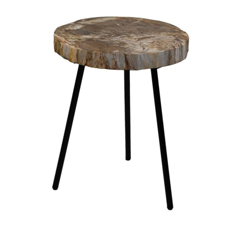 Verrijk je woonkamer met de unieke Salontafel Rond van Wood Selections, vervaardigd uit prachtig versteend hout voor een ongeëvenaarde uitstraling.