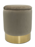 Michael - hocker - taupe - velours en messing - Ø 31 H 38 cm