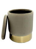 Michael - hocker - taupe - velours en messing - Ø 31 H 38 cm