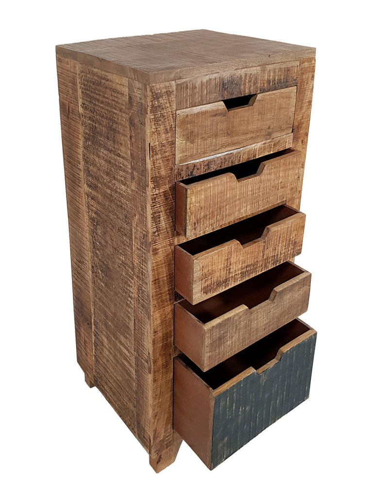 Michael - Commode à bords festonnés - bois naturel - manguier massif - 40x92 cm