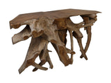 Sidetable 2 tinten - 125x40x70 - Naturel/gebleekt - Teak