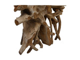 Sidetable 2 tinten - 125x40x70 - Naturel/gebleekt - Teak