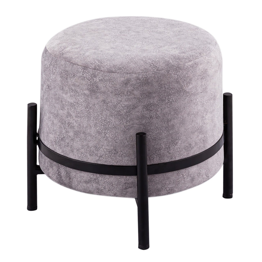 Luuk - Sitzhocker - zwart - wildleder-optik - Ø 35 H 37 cm
