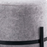 Luuk - Sitzhocker - zwart - wildleder-optik - Ø 35 H 37 cm