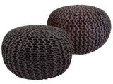 David - Sitzhocker Pouf SET 2 - grijs & zimt - gerecycled katoen - Ø 55 cm H 37 cm