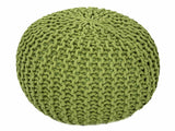 Sara - Sitzhocker Pouf SET 2 - beige & neon - 100% gerecycled katoen - Ø 55 cm H 37 cm