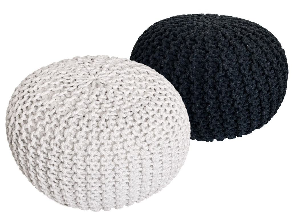 Emma - Sitzhocker Pouf SET 2 - recycelte Baumwolle - Ø 55 cm H 37 cm
