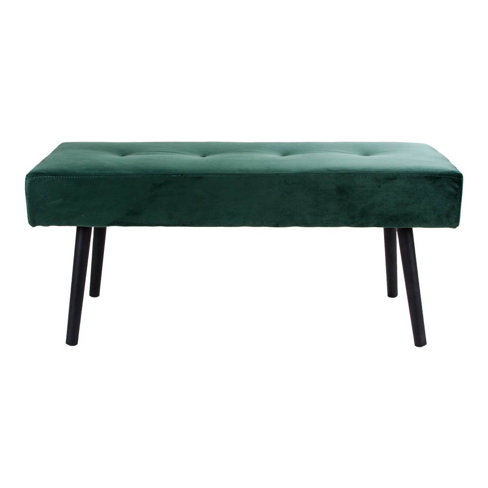 Anna - bank - donkergroen - fluweel en staal - 100x35x44 cm