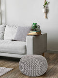 Luuk - pouf - hellgrau - 100% gerecycled katoen - Ø 45 cm
