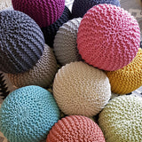 Luuk - pouf - hellgrau - 100% gerecycled katoen - Ø 45 cm