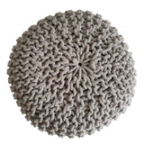 Eva - Strickhocker Pouf - beige - recycelte Baumwolle - Ø 45 cm, Höhe 30 cm