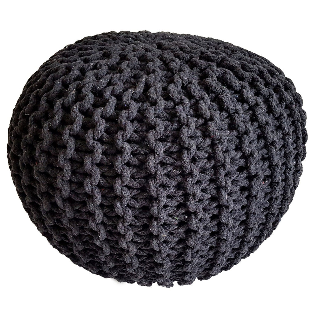 David - Pouffe - grau - recycelte Baumwolle - Ø 45 cm