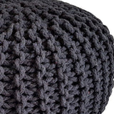 David - Pouffe - grau - recycelte Baumwolle - Ø 45 cm
