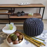 David - Pouffe - grau - recycelte Baumwolle - Ø 45 cm