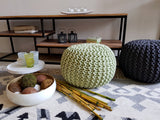 David - Pouffe - grau - recycelte Baumwolle - Ø 45 cm