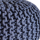 Eva - Strickhocker Pouf - Jeansblau - 100 % recycelte Baumwolle - Ø 45 cm x H 30 cm