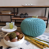 Amelia - pouf - mint - gerecycled katoen - Ø 45 cm