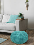 Amelia - pouf - mint - gerecycled katoen - Ø 45 cm