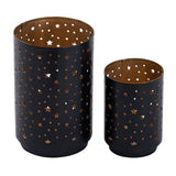 Evelyn - teelichthouder set - zwart en goud - metaal - 10x10x10 cm