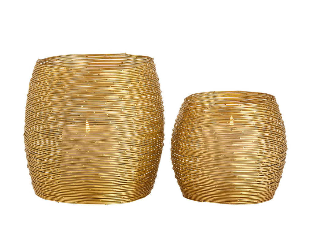 James - Teelichthalter Set 2-teilig - goud of zilver - aluminium - 10x10x15 cm