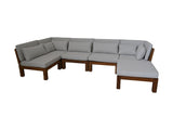 Tuin loungeset Aruba 7-delig + hoek (incl. kussens) - Naturel/wit - Teak