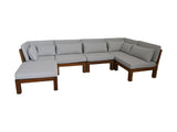 Tuin loungeset Aruba 7-delig + hoek (incl. kussens) - Naturel/wit - Teak