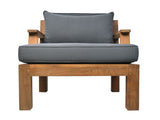 Tuin Sofa met armsteun en kussenset - 80x79x83 - Naturel/grijs - Teak