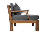 Tuin Sofa met armsteun en kussenset - 80x79x83 - Naturel/grijs - Teak