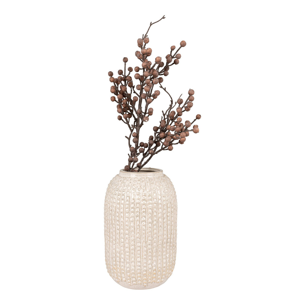 Amelia - Vaas - keramiek - beige met patroon - Ø16x25,5 cm