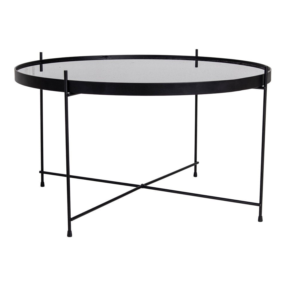 De Jong - salontafel - zwart - staal en glas - ø70xh40cm
