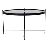De Jong - salontafel - zwart - staal en glas - ø70xh40cm