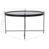 De Jong - salontafel - zwart - staal en glas - ø70xh40cm