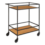 Emma - bar trolley - zwart - staal en eikenhout - 68x40x79 cm
