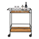 Emma - bar trolley - zwart - staal en eikenhout - 68x40x79 cm