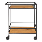 Emma - bar trolley - zwart - staal en eikenhout - 68x40x79 cm