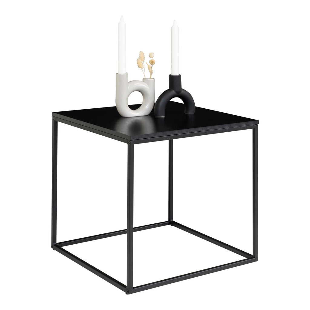Jones - table d'appoint - noir - acier et aggloméré - 45x45x45 cm