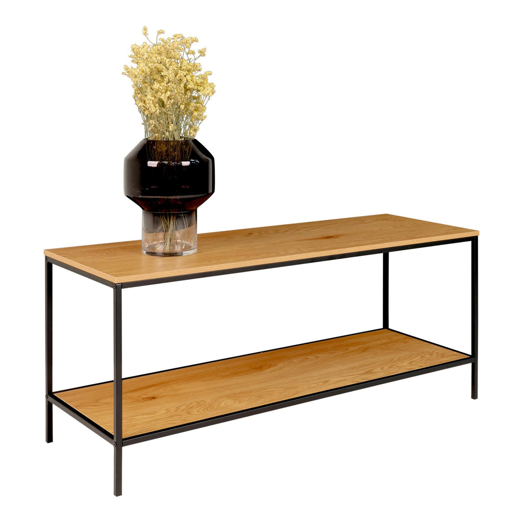 Van der Meer - Table TV - noir - acier et chêne - 100x36x45 cm