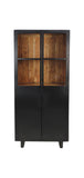 Vitrinekast - 85x40x185 - Zwart/naturel - Metaal/hout