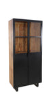 Vitrinekast - 85x40x185 - Zwart/naturel - Metaal/hout